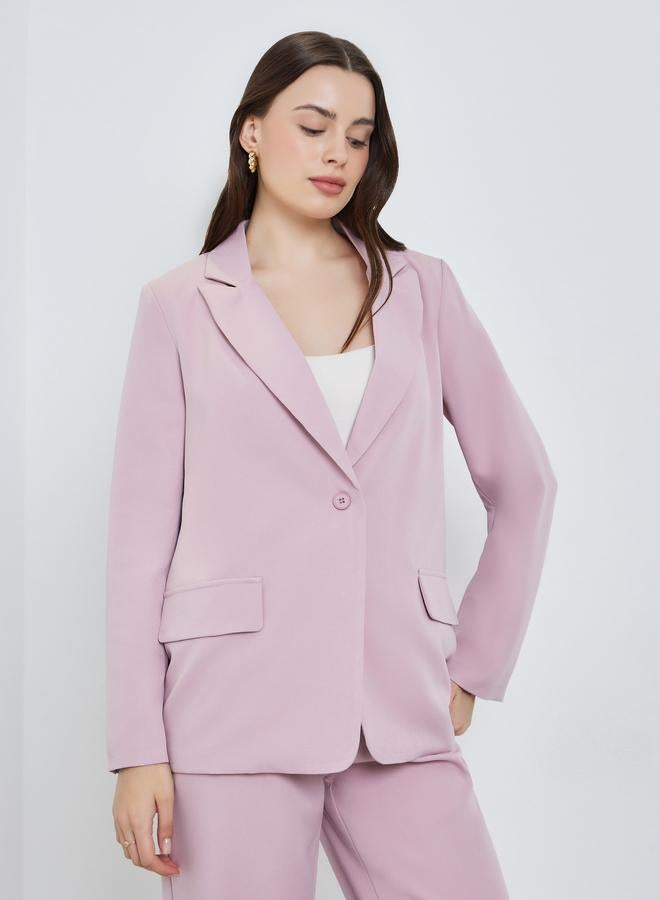 Styli Pink Oversized Notch Lapel Blazer - Image 4